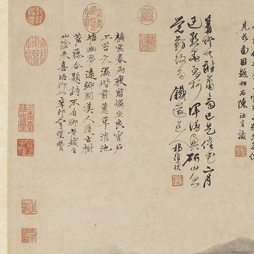 元倪瓒山树图古代山水画卷轴名画复仿古画中式挂画 元钱选芙蓉鸳鸯图12392 30X54厘米（喷绘画心尺寸） 装裱