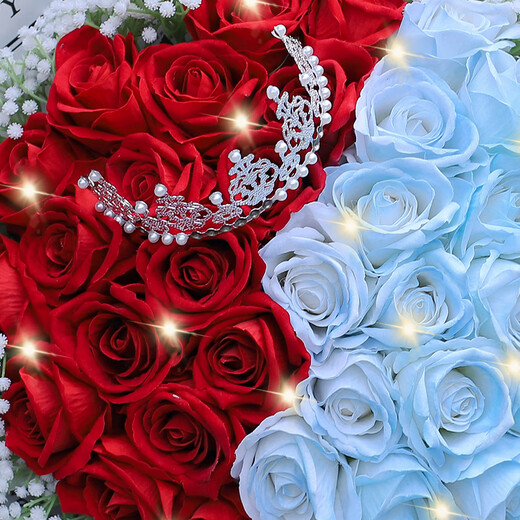 
Fuyuhua Pavilion Flower Express Flower Gift Broken Ice Blue Rose Bouquet Birthday Gifts for Girlfriend All-China Delivery On Day [Born with You] 16 Broken Ice Blue + 17 Red Rose dy687