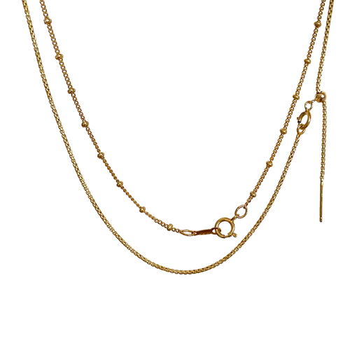 Mu Qian's exquisite plain gold chain/American 14K gold-filled snake bone necklace, bare chain stacked straps, can be equipped with pendants, simple basic gold-filled snake bone chain, total length 50cm sliding adjustment