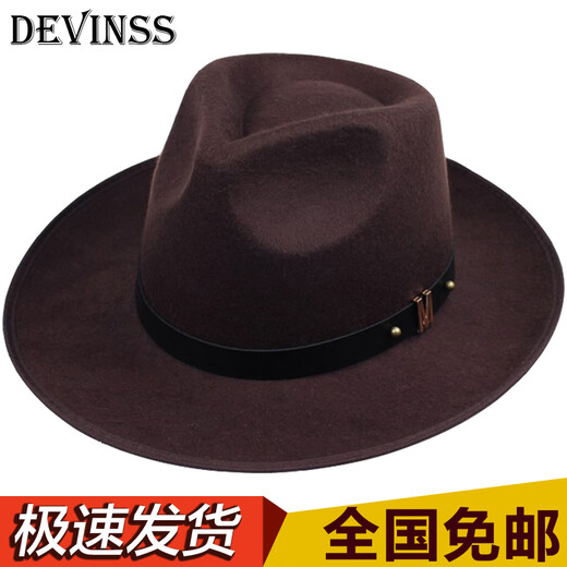 Kuiying top hat men's Shanghai beach hat Xu Wenqiang's same style British top hat groom's official hat classic wool felt hat black M (56-58cm)