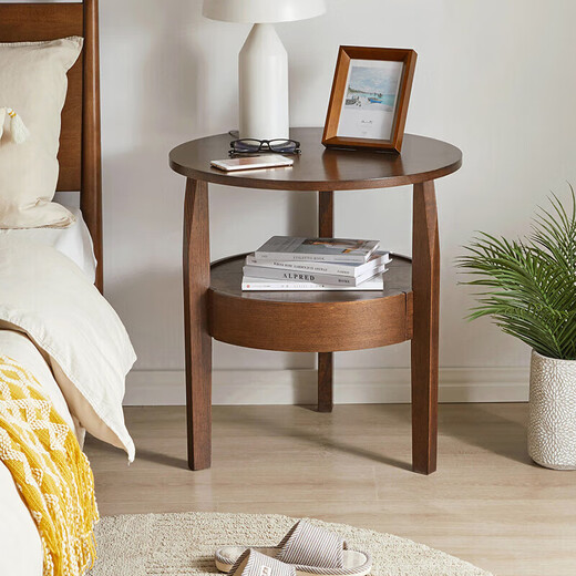 Jiayi solid wood small coffee table simple sofa side cabinet living room side table small round table creative side table tea table bedside table