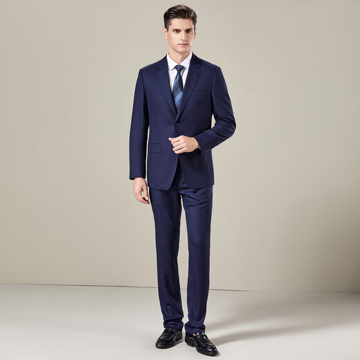 Antonio 50% worsted wool suit, light luxury business suit, men's two-piece groom's wedding formal suit, navy 50B (180/100B)