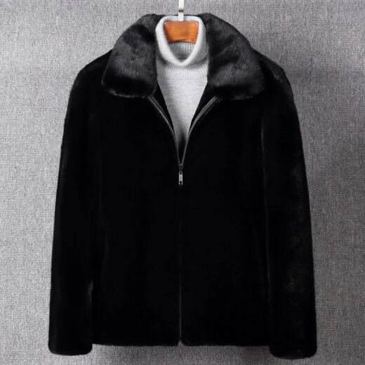 Pierre Cardin Haining mink velvet hooded mink coat men's short youth thickened new high-end fur coat leather coat men's black stand-up collar Haining mink velvet stand-up collar L[115130]Jin[Jin equals 0.5 kg]