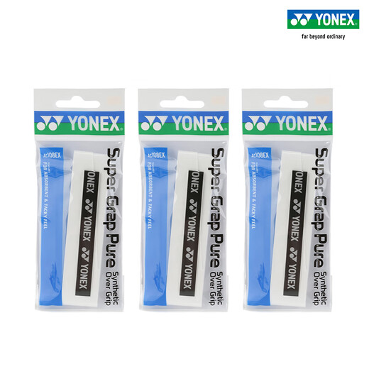 YONEX/尤尼克斯 手胶 羽毛球拍手胶 yy吸汗带防滑手柄缠带缠绕带 108 AC 108EX 白色 (3条装)