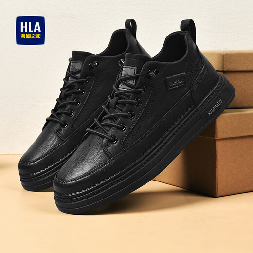Heilan House Men's Shoes Autumn and Winter Plus Velvet 2025 New Versatile Classic Sneakers Men's Soft Soled Business Casual Leather Shoes Commuting Shoes for Men Black 42