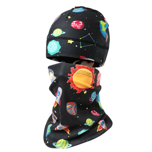 
Hanqi autumn and winter children's hat neck cover set for men and women windproof and cold plus velvet scarf neck protection baby 7-15 years old warm cover EM12035 fun cartoon