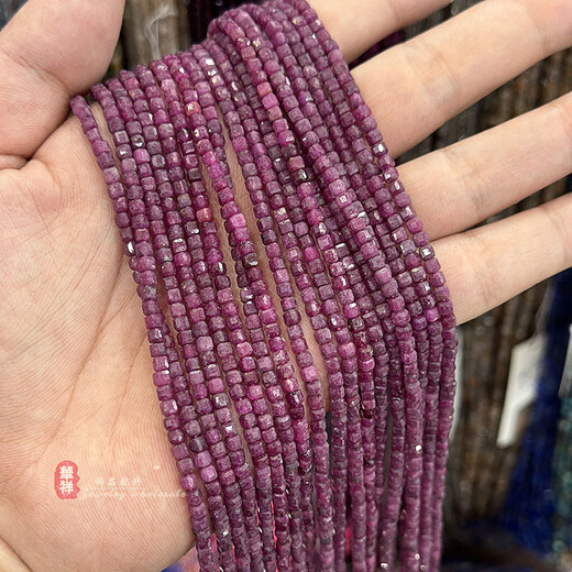 Pu Lian natural ruby faceted round beads, sugar cubes, abacus beads, rose red ruby loose beads, diy bracelet necklace bead accessories, ruby faceted round beads, about 4.5-5mm, 1 string