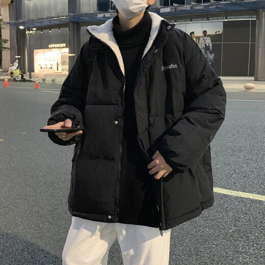 NASALIKE立领羊羔毛外套男冬季加厚痞帅棉衣双面穿棉服韩潮流ins港风棉袄 羊羔毛格子立领双面穿9902 杏色 L (关注店铺礼品)