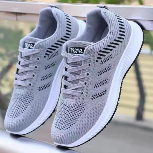 2025 Zapatos para hombres de primavera y verano New Men's Mesh al aire libre al aire libre Versátiles Versátiles Run-Up Sports Sports 212 Gray 42