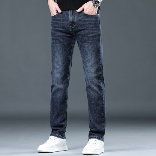 ROMON jeans men's spring and autumn 2025 new trendy straight long pants men's slim blue stretch casual pants men 1049 grey size 36 sizes waist 2 feet 8 suitable for 170-182 Jin [Jin equals 0.5 kg]