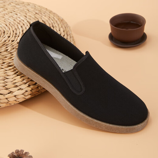 Bu Xixiang old Beijing high-end cloth shoes for men's soft sole middle-aged and elderly people breathable and comfortable one-foot non-slip work shoes Daddy's shoes Black 40 [Latex insole + thickened beef tendon sole]