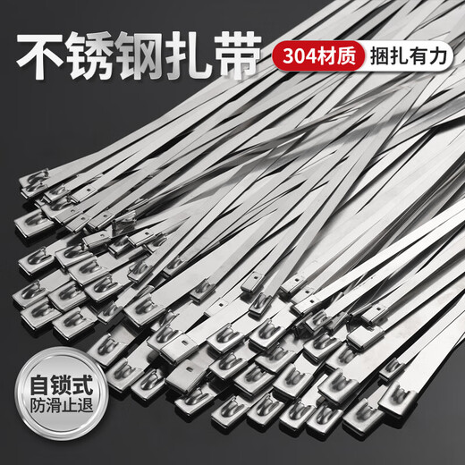 Jinggong (JINGGONG) 304 stainless steel cable ties self-locking tightening outdoor high temperature resistant marine binding metal steel bar tie wire 4.6/7.9MM 4.6*200mm (100 pieces/pack) Discount