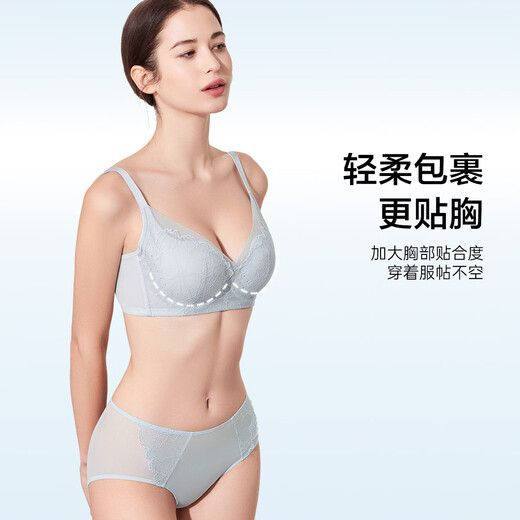 Odifen underwear women's light and thin show small hole cup breathable soft steel ring seamless bra set XB4206