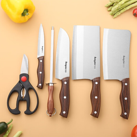 Baig ensemble de couteaux couteau de cuisine domestique planche à découper couteau à trancher en acier inoxydable couteau à découper les os couteau à fruits ciseaux ensemble complet d'ustensiles de cuisine ensemble de couteaux 7 pièces ensemble de couteaux 6 pièces + porte-couteau