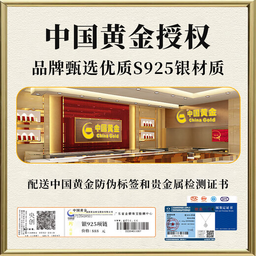 Central Chuang Fashion China Gold Authorized Silver Necklace Girls Birthday Gift Ladies Niche Senior Girlfriend Wife S925