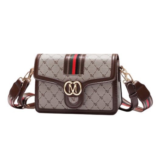 KUQIDAISHU This year's popular shoulder bag for women's bag 2025 new high-end fashion luxury small square bag crossbody bag women's bag 9221 checkerboard plaid coffee color