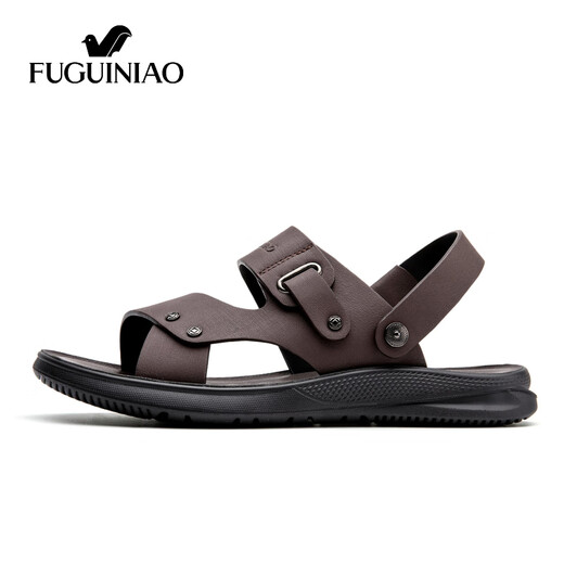 Fugui Vogel mittleren Ledersandalen im mittleren Alter der Herren lässige Outdoor-Dual-Gebrauch-Hausschuhe echte Lederweiche Sohle Beachschuhe Daddy Schuhe Outdoor Wating Schuhe braun (13117) 38