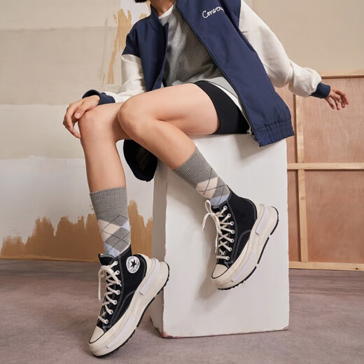 Converse men's and women's shoes Legacy sandwich retro thick-soled casual canvas shoes high-top heightened small couple's shoes A00869C black 37 /4.5