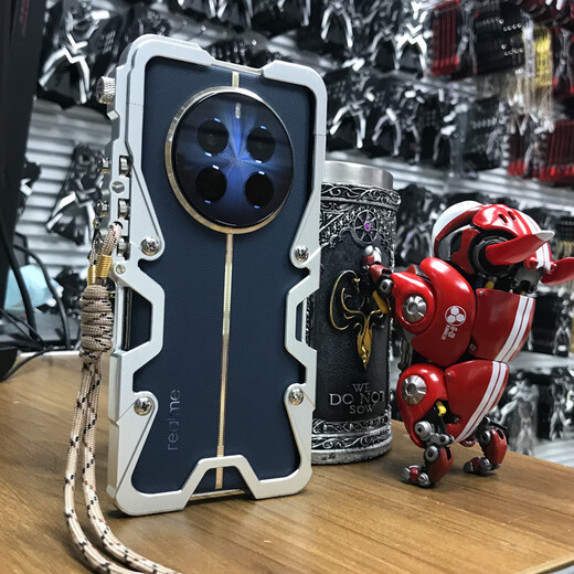 龙岂 realme真我GT2Pro手机壳防摔全包真我GTneo5se保护套全金属边框定制外壳gt5Pro散热RMX3888铁壳男 真我GT5 Pro 机械臂边框：黑色