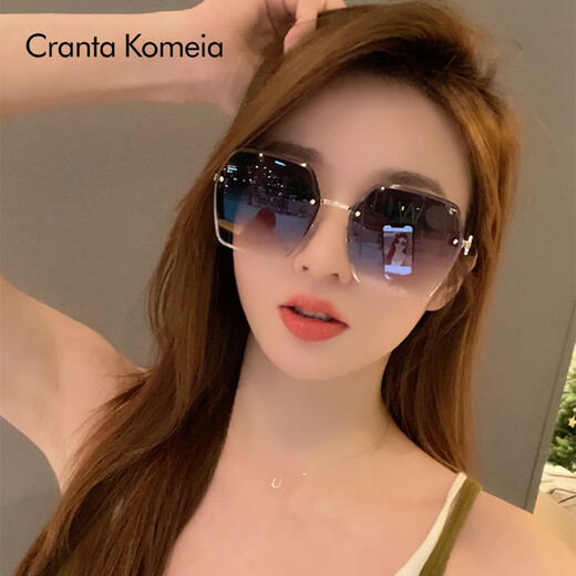 CRANTA KOMEIA太阳镜墨镜女2025新款夏季偏光防晒紫外线眼镜生日礼物送女友 玫瑰金框上灰下茶 高级感ck风送老婆女朋友实用高档
