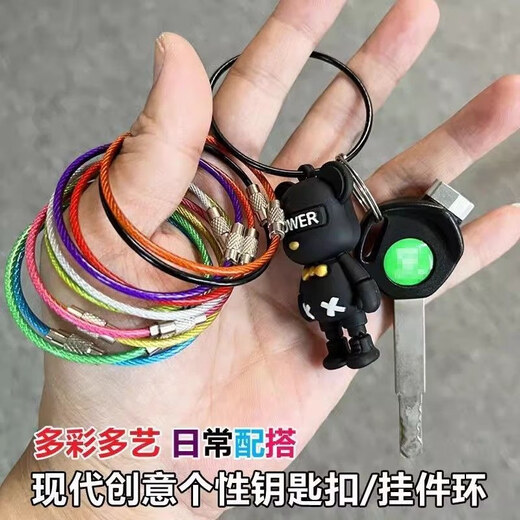 Talchi Stahldrahtschlüsselketten-Drahtseil-Key Ring Edelstahl Drahtring Klassifizierung Farbring Anti-Verlust kleiner Kreis Schlüsselkette Zufällige Farben 5 eingedickt + Anti-Verlust + Starke Zähigkeit