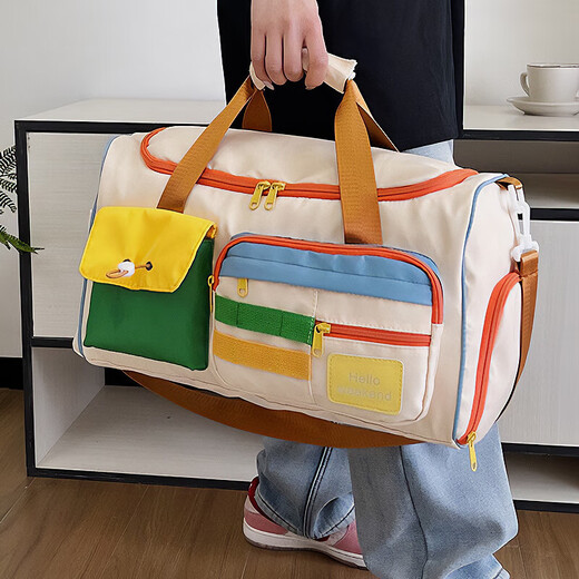 Bolsa de equipaje Hesu Bolsa de viaje de gran capacidad para mujeres Sports Bag Sports Bag Bag Travel Bag Bolsa de gimnasia Bolsa de viaje de color contrastante [obedecer]