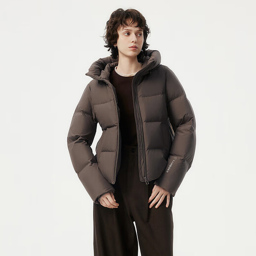 Tambor Down Jacket Women's Short Hooded Versatile Autumn and Winter Small Women's Jacket 330332D Burnt Chestnut Brown 165