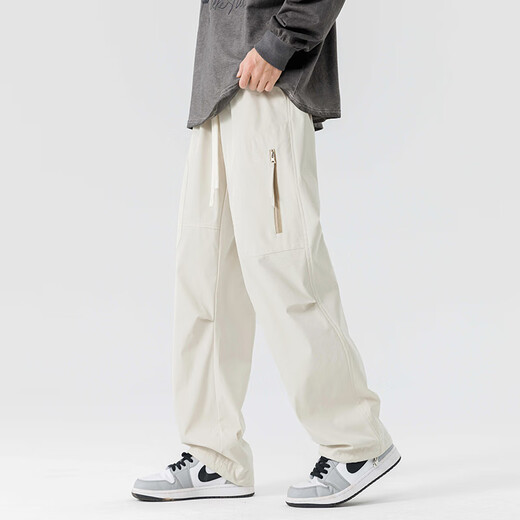 Dingfengbaoluo American functional overalls men's autumn versatile loose trendy outdoor mountaineering casual pants DFK35 apricot L