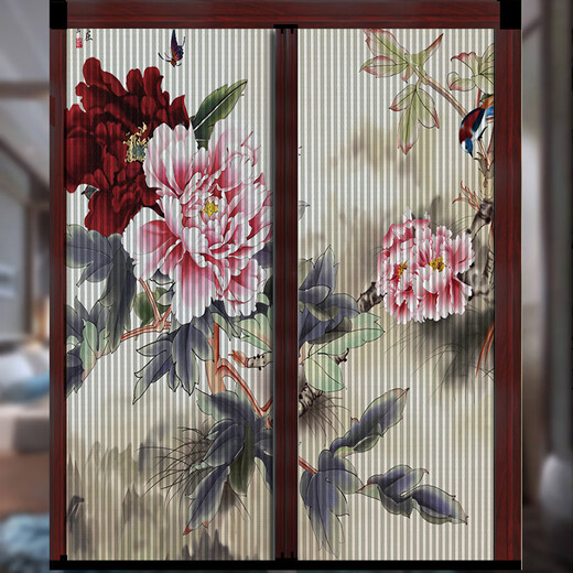 Chinese sliding door living room balcony kitchen partition folding door punch-free honeycomb sliding door hollow A9276 frame A9279 frame white