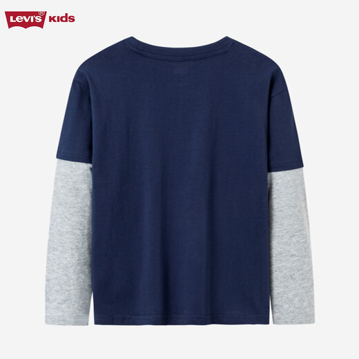 Levi s Levi's children's clothing for boys and girls pure cotton long-sleeved T-shirt spring and autumn holiday two-piece children's tops dark indigo 130/64 recommended height 116-122cm