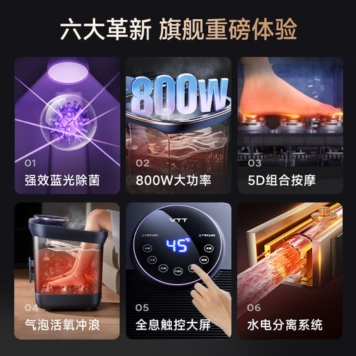 VTT Germany foot bath fully automatic heating massager electric foot bath high depth foot bath household practical foot bath birthday gift for the elderly, parents, parents, star-level sterilization deluxe version double-head water curtain spray + double speed heating + anti-leakage VTT official recommendation model for the whole family to enjoy warmth