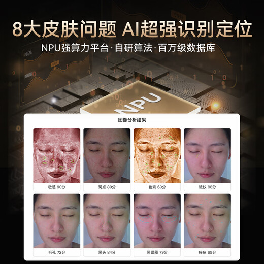 Xijing AI Skin Measurement Mirror Smart Magic Mirror Facial Skin Management Detection LED Cosmetic Mirror Beauty Mirror Home Version Easy to Operate Facial Skin Management Targeted Skin Care AI Skin Measurement Mirror-Home Edition