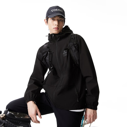 JACK&JONES Men's Trendy Autumn Jacket Men's Hooded Windproof Top Outdoor Casual Jacket Short Versatile Jacket Men E41 Black M (175)