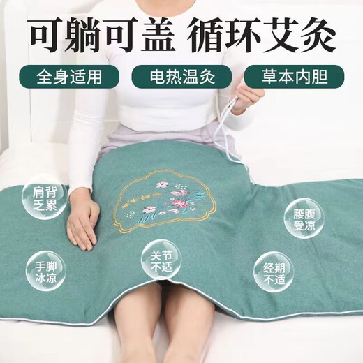 Jingyan mugwort hot compress blanket, moxibustion blanket, electric heating mattress, mugwort physiotherapy hot pack, body-warming electric blanket for home use, mugwort cervical pillow, embroidered purple, linen breathable upgraded model QAD-YZD mugwort pillow model 60*150 10-level temperature control