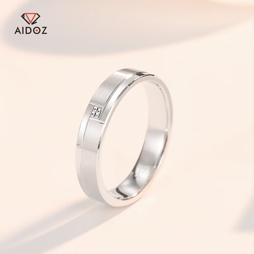 Aido Diamond PT950 platinum ring for men and women, couple platinum imitation diamond shiny plain ring, single 10#, about 3.0 grams, if the weight exceeds the limit, the amount will be reduced.