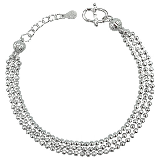 DL 1998 Fat Donglai same style multi-ring bracelet transfer beads silver bracelet women's silver s990 three-layer multi-circle small round beads bracelet three three-circle style 99 silver (16-18cm hand circumference)