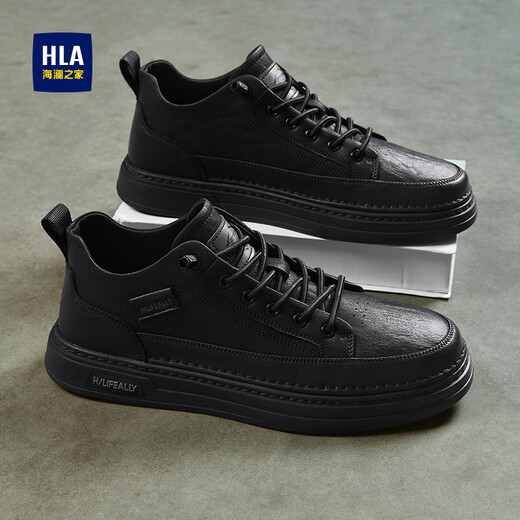 Heilan House Men's Shoes Autumn and Winter Plus Velvet 2025 New Versatile Classic Sneakers Men's Soft Soled Business Casual Leather Shoes Commuting Shoes for Men Black 42