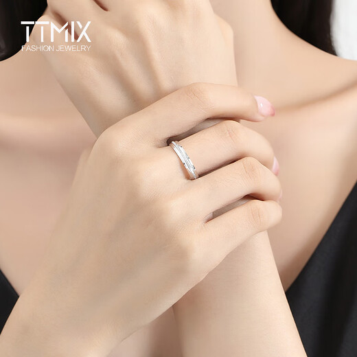 TTMIX frosted platinum ring pt950 platinum pair of rings wedding rings men and women plain ring couple style closed ring 8# 3.27g