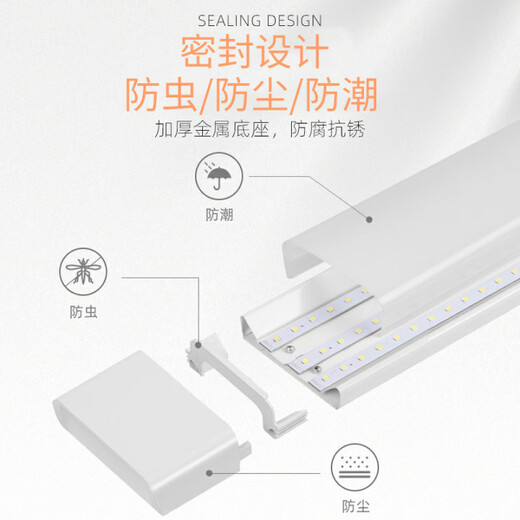 CANMEIJIA LED tube strip light, super bright fluorescent lamp, full set of integrated three-proof purification lamp, ceiling energy-saving strip light