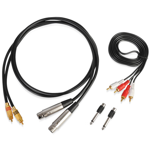 Depu sound XLR male to female audio extension cable, K-song live broadcast microphone head cable, mixer, audio box, amplifier, camera balanced XLR cable, 2 pieces, XLR female to lotus cable, 1.3 meters, two pairs + double lotus cable