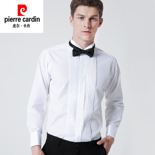
Pierre cardin spring and summer men's dress French shirt bow tie shirt swallow collar groom best man wedding lining white 41