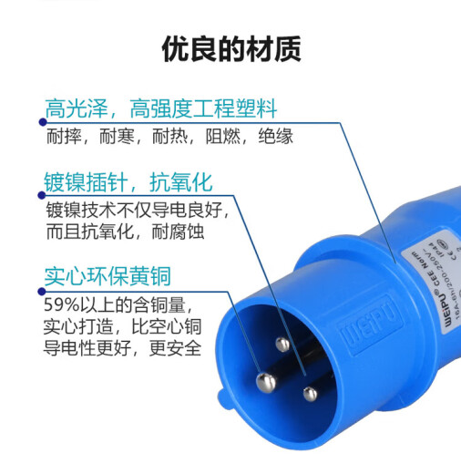 威浦工业插头插座TYP231明暗装座16A32A3芯防水航空连接器TYP281 16a套装typ2601+typ631