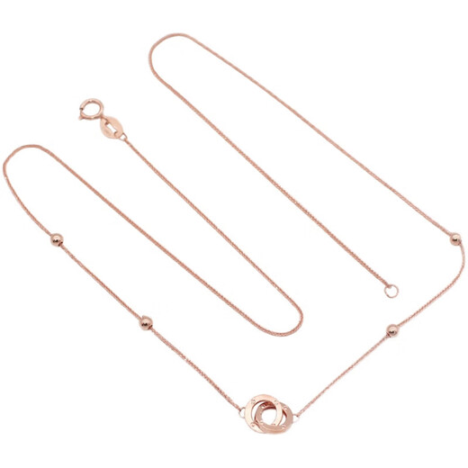 Yuanzu Russian 585 Purple Gold Double Ring Chopard Chain Necklace New Fashion Simple Neck Accessory 14K Rose Gold Women's Length