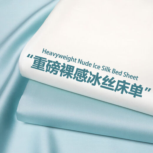 舒炫夏季单件纯色单双人1.5m冰丝丝滑裸睡被单学生宿舍 洛可可-白+银灰【床单为银灰】 160x220cm【单件床单】