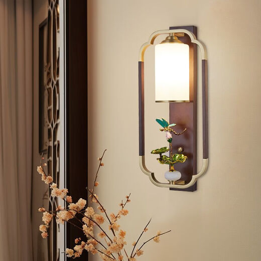 Yaotian Modern New Chinese Style Wall Lamp Full Spectrum Black Walnut Jade Lamp Living Room Rechargeable Wiring-Free Model 1001/Huizhi Lanxin-80