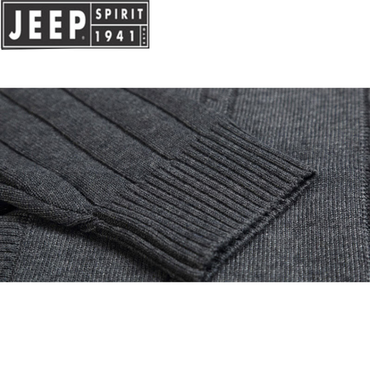 JEEP SPIRIT中老年男士羊毛衫开衫老年人毛衣针织衫毛衣外套父亲爸爸春秋冬季 浅灰色 小号90-120斤