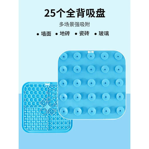 CLCEY Pet Slow Food Mat Licking Pad Suction Cup Safety Partition Silicone Anti-Tip Slow Feeding Tray Helps Digestion and Prevents Choking Meals. Round Wave Pattern Licking Pad Made of Blue Silicone