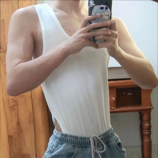 Men's 2024 New Sexy Transparent Cosplay Three-Point Gay Men's Special Masturbation Sexy Underwear D White-Sexy Underwear Men's Thong Boys Love M (Suitable 90-130Jin Jin is equal to 0.5 kg