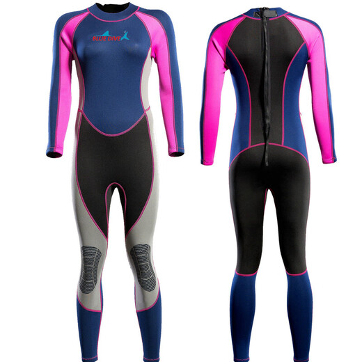 BLUE DIVE wetsuit for men and women 2mm thickened and warm female conjoined jellyfish cold-proof wet winter couple free snorkeling swimming rose red S
