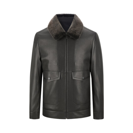 Veste en cuir en cuir authentique Youngor pour hommes en automne et hiver d'âge moyen et collier de fourrure de fourrure de jeunesse veste en cuir veste down et confortable centre commercial du même style. Ypyx415479afa xl 180 / 100a